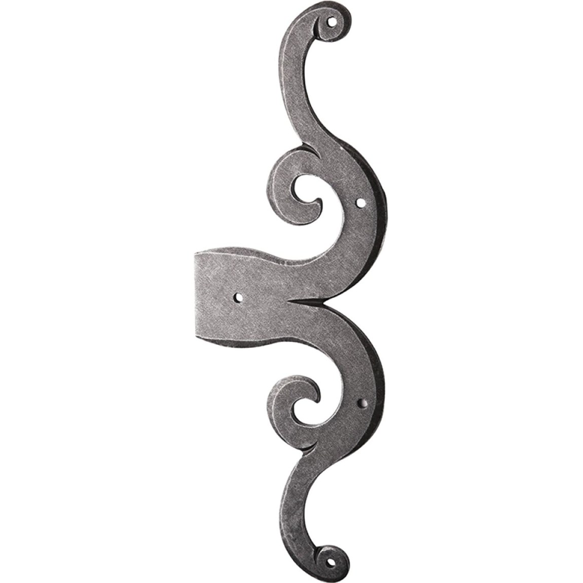 Dveřní falešný pant rustikální 319 x 123 mm, ocel pozink černý pasivovaný