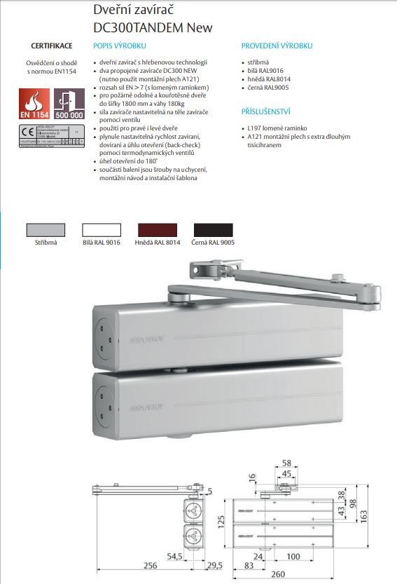 Dveřní zavírač DC300 Tandem