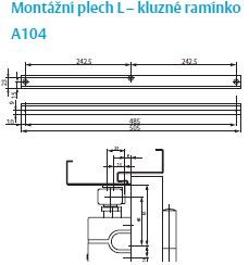 Montážní plech A104 k dveřním zavíračům a raménkům L. kluzké ramínko stříbrné