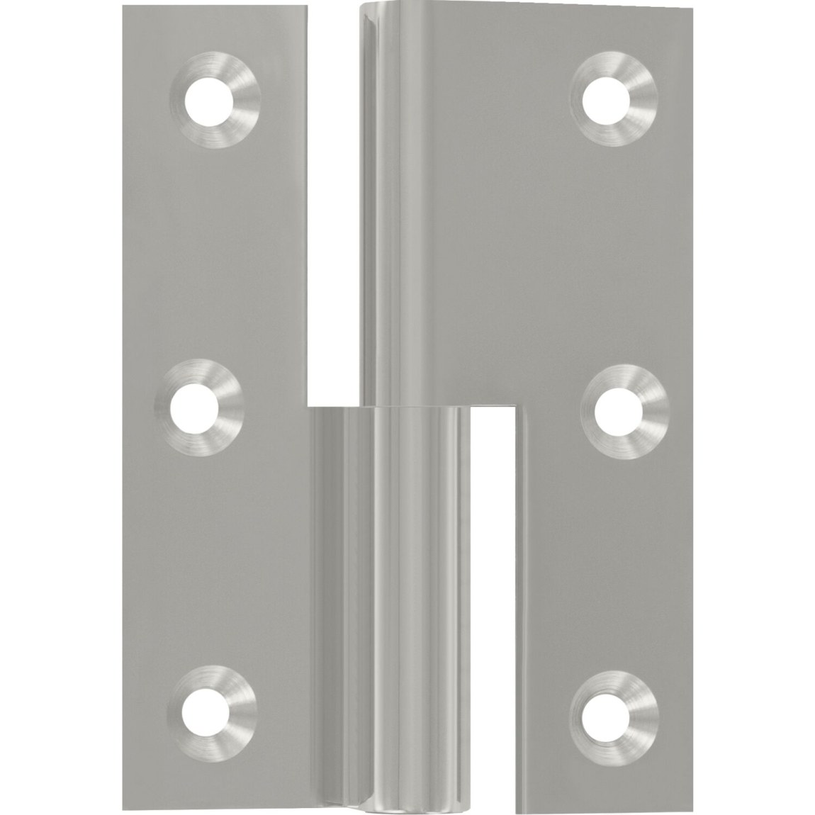 Nábytkový závěs, vyhnutí B, pravý, 50x40 mm, mosaz poniklovaná leštěná