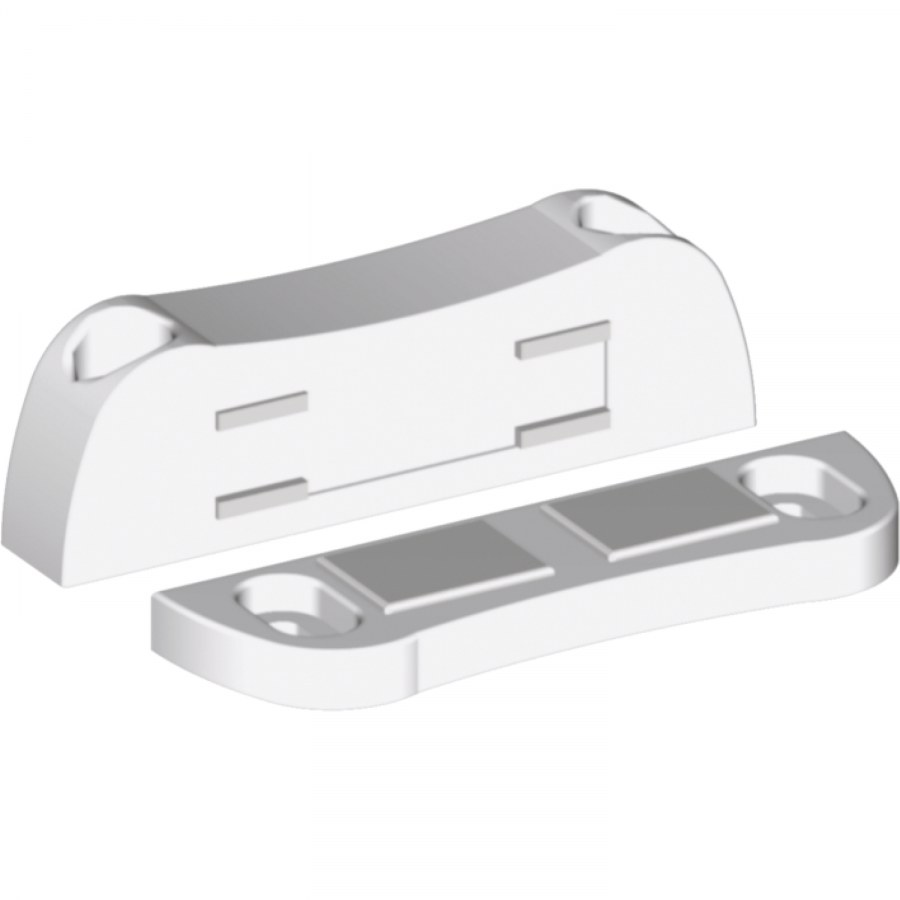 Nábytkový magnet masivní, s protikusem, plast+pohybl.kov.destička, plast bílý